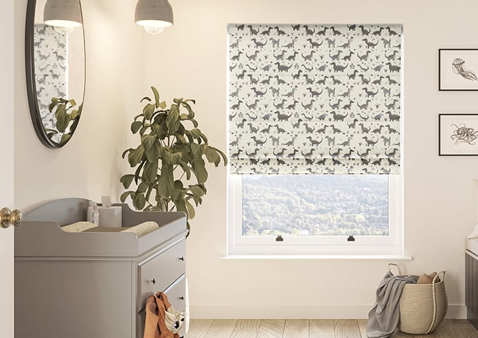 Dino Land, Fossil Grey - Motorised Roman Blind - Image 3
